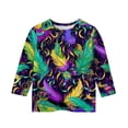 thumbnail image 3 of Kids Girls Mardi Gras 3/4 Sleeve Shirts - New Orleans Carnival Fat Tuesday Graphic Tops, Soft Casual Sequin Mask Holiday Matching Blouse Outfits, 3 of 4