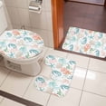 thumbnail image 5 of Teal Seahorse Starfish Bathroom Rugs Set Summer Beach Coral Shell Watercolor Non Slip Absorbent Soft Bath Mats 3 Piece Set with Bathroom Rug, U-Shaped Floor Mat, Toilet Seat Cover Small Size, 5 of 9