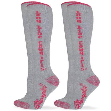 

Wrangler Women s Long Live Cowgirls Boot Socks 2 Pair Pack Pink Medium