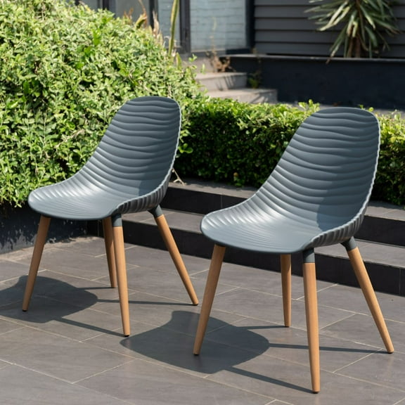 Amazonia Bolonia 2-piece, Recycled Resin & 100% FSC Certified Wood Teak Finish, Patio Chair Set