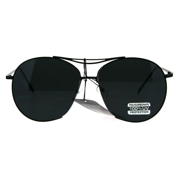 Trendy Fashion Cropped Expose Lens Metal Rim Aviator Sunglasses Black