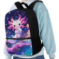 thumbnail image 4 of HUIACONG Cute Axolotl Galaxy School Backpack for Age 6-18 Large Capacity Lightweight Water Resistant Bookbag for Boys Girls Middle High School Back to School Gift, 4 of 6