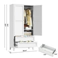 thumbnail image 2 of 2 Door Armoire Wardrobe Closet with 2 Drawers, 71" Metal Armoire Closet Clothing Storage Cabinet with Hanging Rod & Adjustable Shelf for Bedroom Dorm, 2 of 8