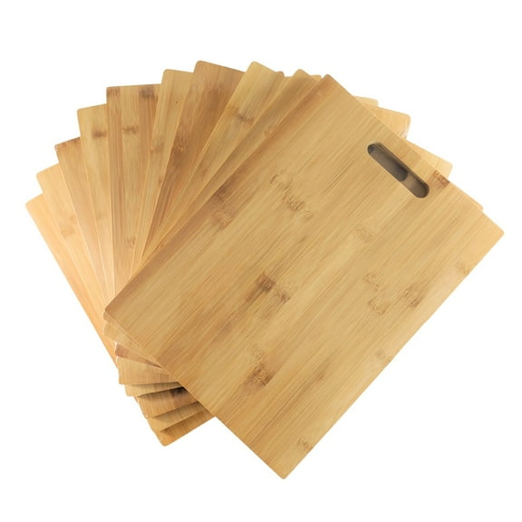 (Set of 10) 15"X11" Thick Sturdy Bulk Rectangular Plain Bamboo Serving Tray, Platter, Cutting Boards for Customized Engraving Gifts