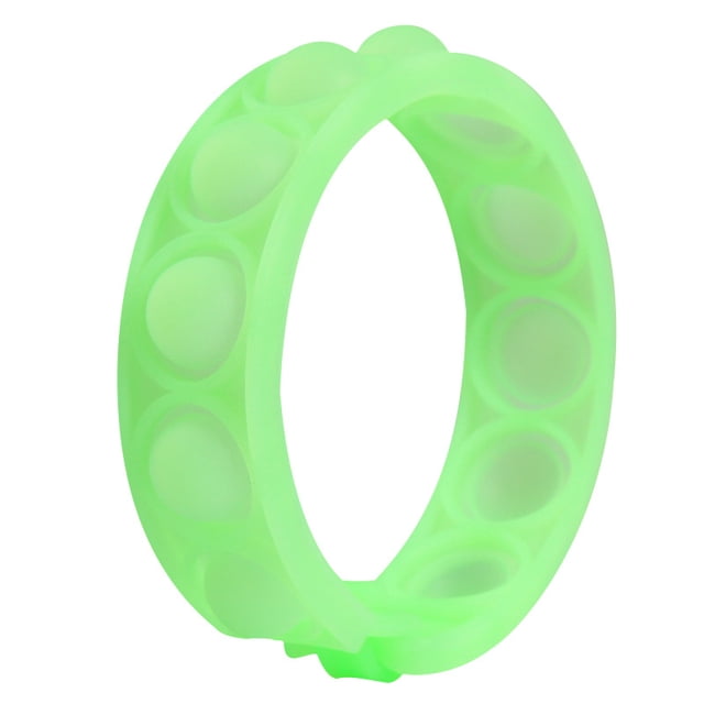 2 Pcs Pops Bubble Simple Dimple Toy Fidget Colorful Silicone Bracelet Anxiety Sensory Band, Luminous Green Bracelet