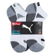 Puma Men's No Show Cool Max Moisture Wicking Socks 10Pairs, White Shoe Size 6-12