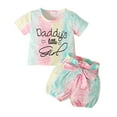 thumbnail image 1 of Newborn Baby Girl Shorts Set Pink Tie-Dye Crew Neck Top + Bow Shorts Baby Girls Clothes 6-9 Months, 1 of 8