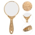 thumbnail image 2 of Shisuyan 1Pc Carved Retro Handle Mirror Portable Mirror Woman Makeup Mirror (Rose Gold), 2 of 8