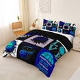 thumbnail image 3 of Castle Fairy Multi-Style Blue Basketball Collage Duvet Cover Queen, Sports Silhouette Design Queen Bedding, Blue Black Teal,Black Reversible,3-Piece,1 Duvet Cover and 2 Pillowcases, 3 of 6