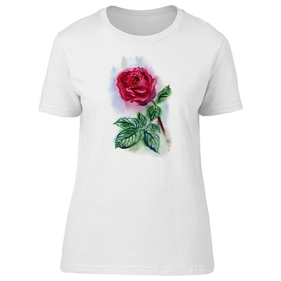 Crimson Rose With Stem Tee Women's -Image by Shutterstock