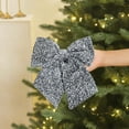 thumbnail image 2 of HomeDM Glitter Christmas Bow Ornaments for Christmas Tree Decorations 7.87" X 9.84" Silver Shiny Wreath Bows Pendant for Tree Topper Garland Wedding Fireplace Party Home Decor, 2 of 6