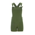 thumbnail image 5 of Women's Cotton Linen Jumpsuit, Double Pocket Strapless Romper, Casual Loose Fit Short Jumpsuit for Summer, Beach Vacation, Daily Wear and Streetwear Outfit-Green, 5 of 9