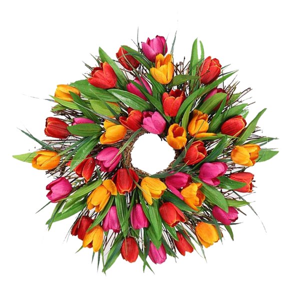 Guirnalda de flores artificiales para puerta de tulipán, flor de vid falsa, decoración del hogar, follaje de flores de simulación, naranja, 40 cm sidaley HA8952-02B