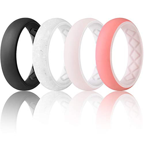 2.5mm Width 1.8mm Thick Egnaro Thin and Stackable Silicone Wedding Bands Women 