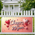 thumbnail image 6 of LUUFILx Cheers to 29 Years Banner Background Heart Backdrop Party Decoration Celebration Supplies Birthday Wedding Anniversary Valentine's Day Event, 6 of 7