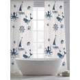 thumbnail image 5 of Coastal Nautical Sheer Curtains 84 Inch Length 2 Panels Set Window Treatments, Summer Ocean Octopus Starfish Grey Wave Rod Pocket Semi Curtains for Living Room/Bedroom/Kitchen Décor, 104"W x 84"L, 5 of 7