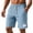 Blue [Solid], variant on Casual Shorts for Men Vintage Lightweight Patch Cotton Bermuda Shorts Breathable Elastic Waist Drawstring Beach Vacation Short with Pocket