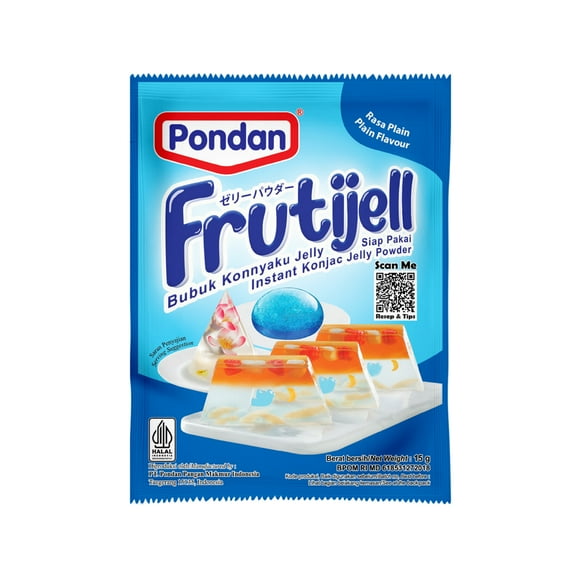 Pondan Frutijell - Instan Konjac Jelly Powder - Plain Flavor, 0.52oz