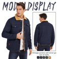 thumbnail image 5 of Men's Winter Thick Cotton Jacket Sherpa Lined Warm Trucker Casual Cargo Coat with Multi Pocket Navy 2XL, 5 of 6