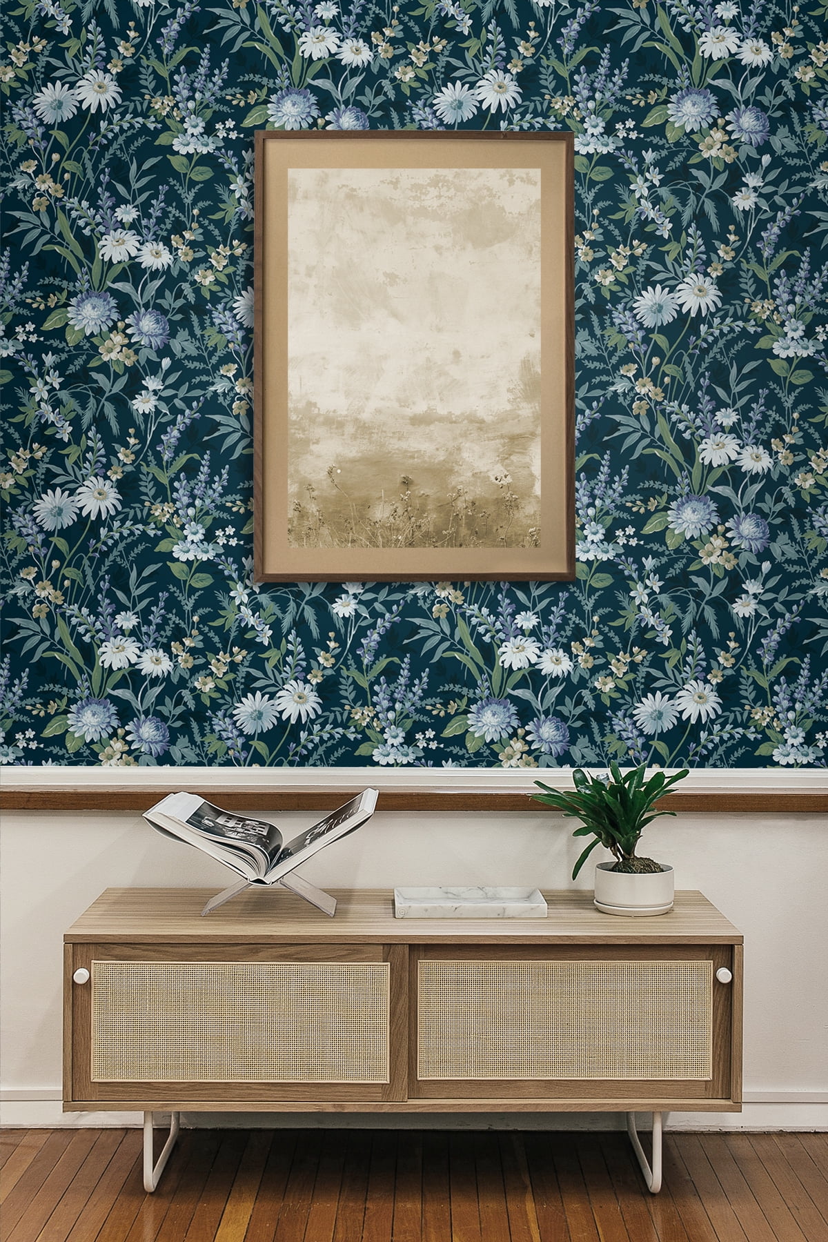 NextWall  Vintage Floral Peel and Stick Wallpaper 20.5 in. W x 18 ft. L - Teal