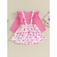 thumbnail image 4 of Bagilaanoe 2Pcs Baby Girls Overalls Dress Set Newborn Long Sleeve Romper Tops + Heart Suspender Skirt 3M 6M 12M 18M Infant Fall Casual Clothes, 4 of 8