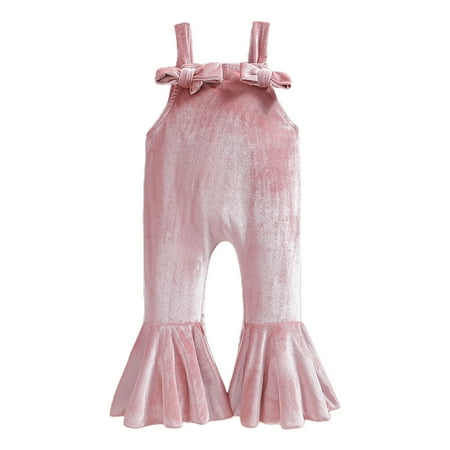 

ZAROYEAX Toddler Girls Sleeveless Suspenders Solid Christmas Romper Jumpsuit Kids Clothes