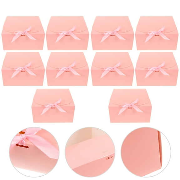 WHAMVOX Pink Paper Gift Boxes with Bow Design for DIY Use Valentine Candy Box Wedding Party Favor