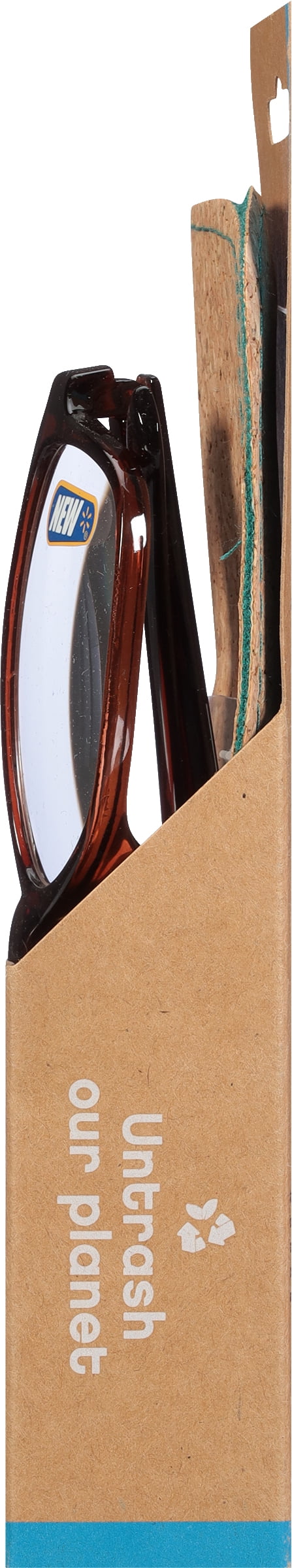 B.E Bio Eyes Mens Rectangular Reading Glasses Made from Recycled Plastic Zera +1.50 in Brown