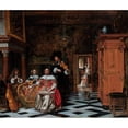 thumbnail image 2 of Hooch, Pieter de 17x15 Gold Ornate Wood Framed with Double Matting Museum Art Print Titled - Portrait of a Family Playing Music, 2 of 4