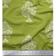 thumbnail image 1 of Soimoi Cotton Poplin Fabric Tree Block Printed Fabric 1 Yard 56 Inch Wide, 1 of 1