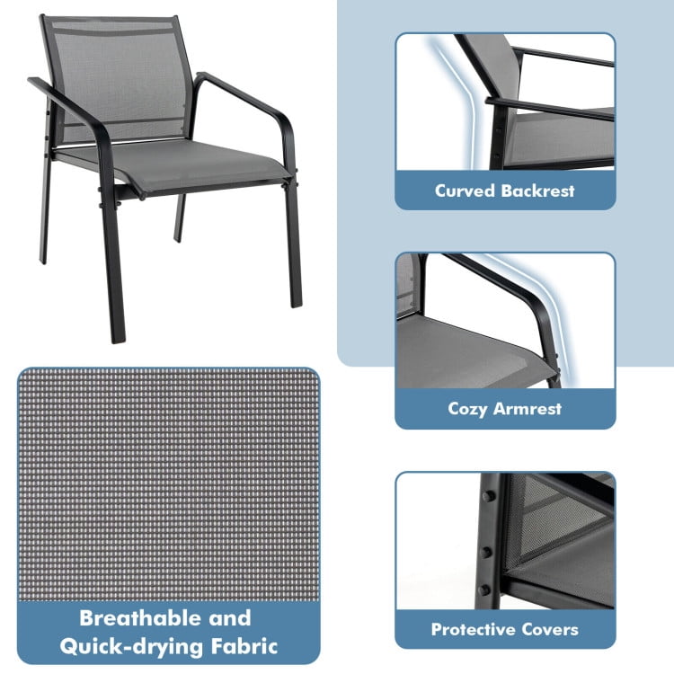 Aimee Lii 4 Pieces Patio Furniture Set with Glass Table Deck, Patio Conversation Sets for Backyard and Poolside, Gray Aimee Lii 4 Pieces Patio Furniture Set with Glass Table Deck, Patio Conversation Sets for Backyard and Poolside, Gray