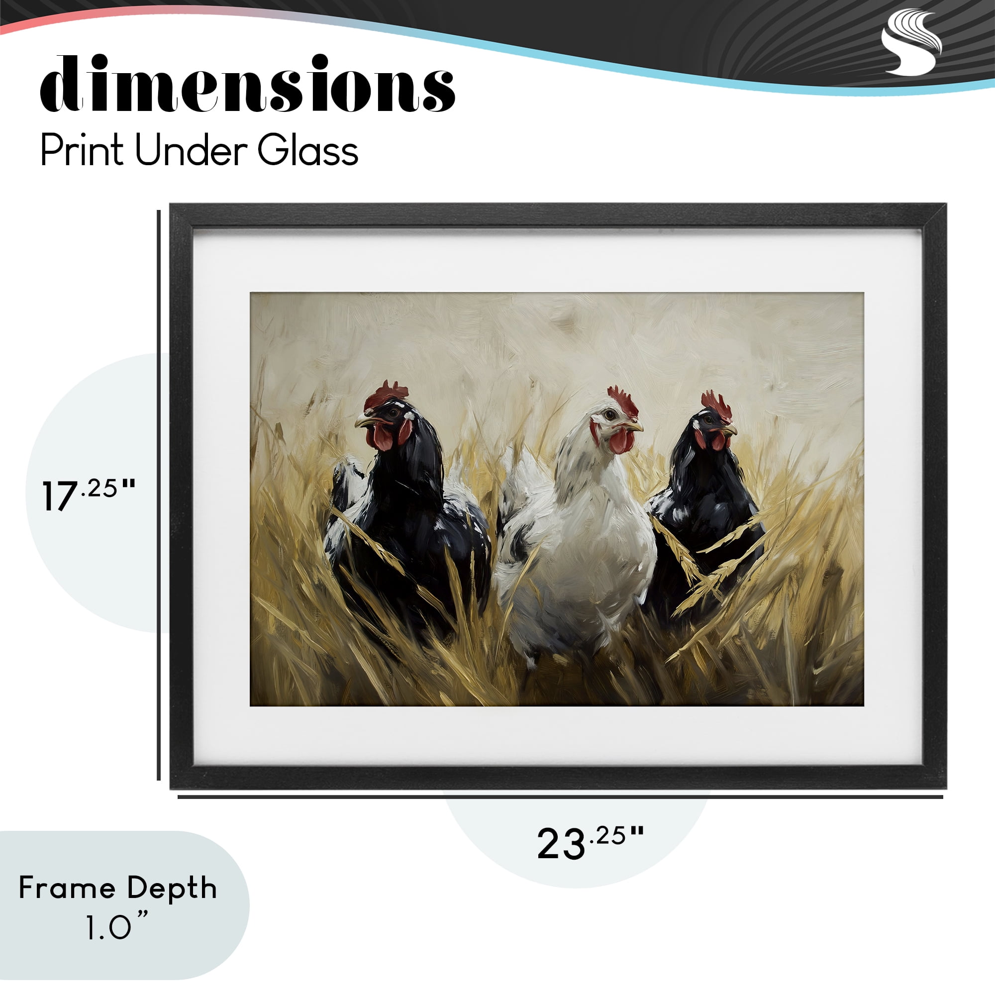 Stupell Industries Chickens In Wheat Field Black Framed Print Under Glass, design by Tina LeCour