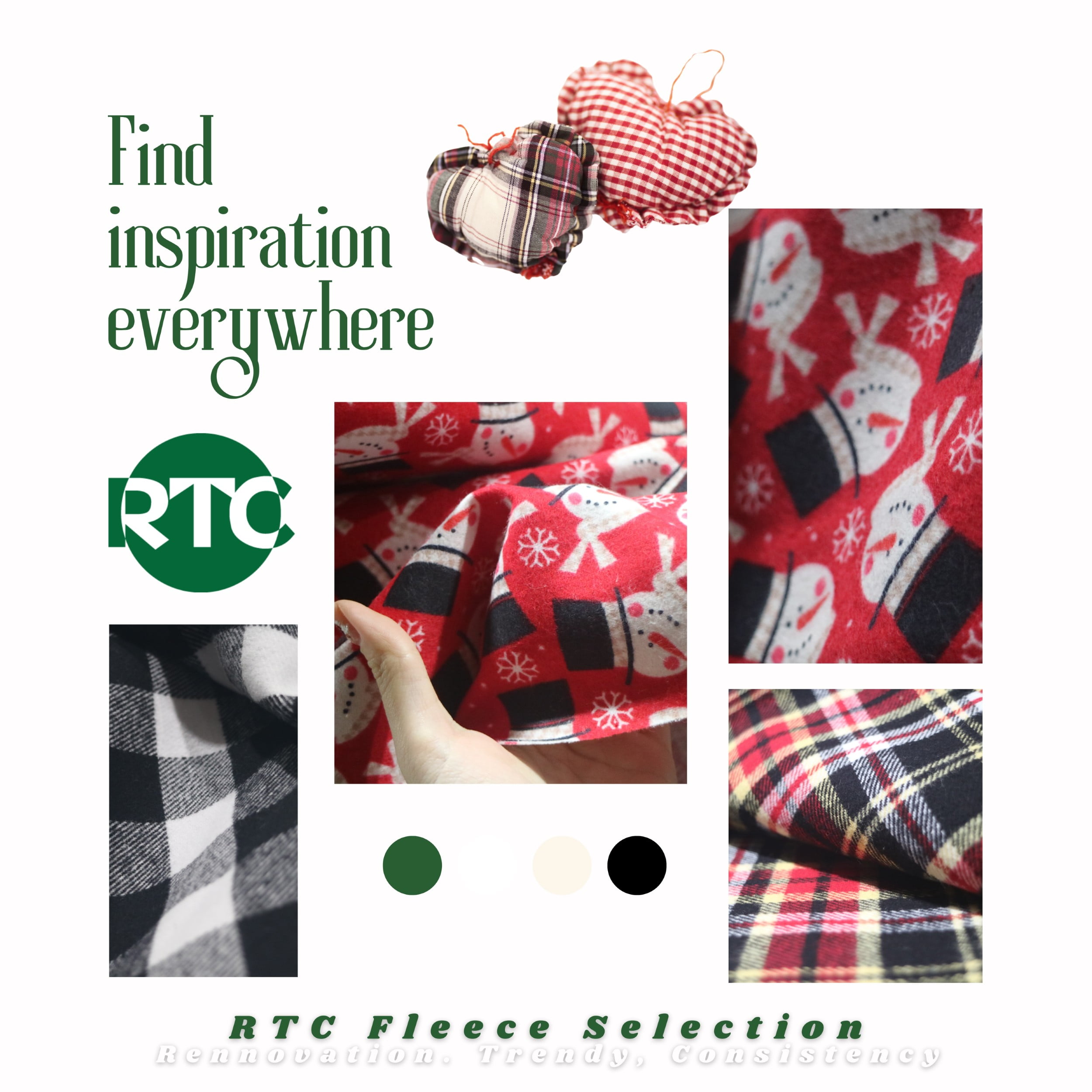 RTC Fabric 100% Cotton 44 inch, Fleece Fabric, Yarn Dyed, Cut by Yard, Plaid Red Blue
