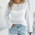 thumbnail image 6 of Sweaters for Women 2025 Lightweight Casual Long Sleeve Loose Crochet Hollow Out Knit Jumper Womens Pullover Sweaters, 6 of 7