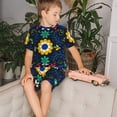 thumbnail image 4 of Balery Colorful Mexican Flower Conjunto de Pijama Infantil de Manga Corta con Estampado – Ropa de Dormir de Algodón Suave-Large, 4 of 6