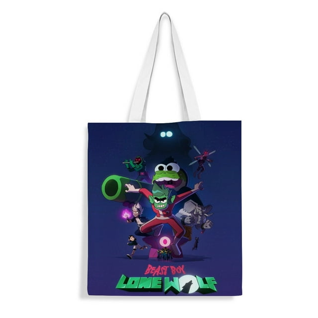 Beast Boy: Lone Wolf Bolso de tela con estampado de lienzo para mujer, bolsa de compras reutilizable y estética, con cremallera interior, regalo para mujer,40*45cm.