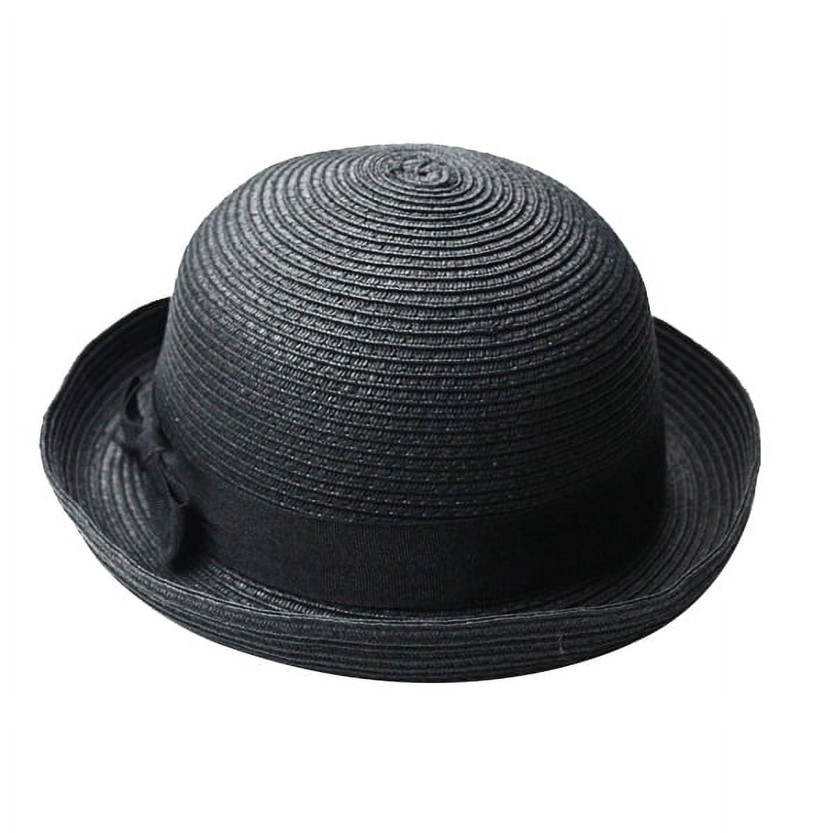Natural Straw Boater Hat with Black Ribbon for Woman fits 