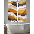 thumbnail image 5 of Gradient Ocean Sheer Curtains 63 Inch Long 2 Panels, Waves Orange Gray Gradient Waves Light Filtering Rod Pocket Curtains, Sheer Voile Drapes for Living Room Bedroom, 52"x63", 5 of 8