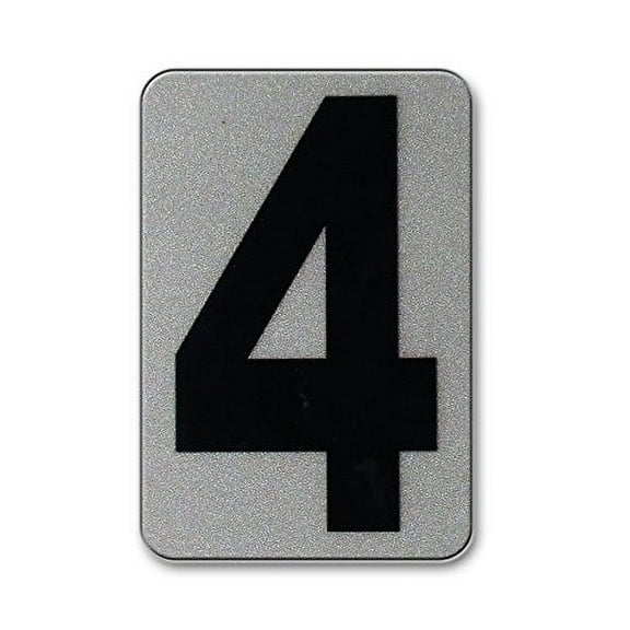Individual Reflective Aluminum Numbers/Letters, Sticks to Concrete, Wood, Metal, Tile, Brick, Glass, Paint, Stucco, Plastic, Rock, Perfect for Every Home, (4 Inches, Number 4 )