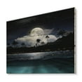 thumbnail image 2 of Designart 'Green Beach Under Tropical Full Moon' Modern Print on Natural Pine Wood, 2 of 5