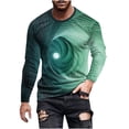 thumbnail image 2 of Blusas y camisas de manga larga con cuello redondo para hombre, blusa informal de manga larga con cuello redondo y estampado de rayas, blusa de poliéster para hombre, 2 of 5