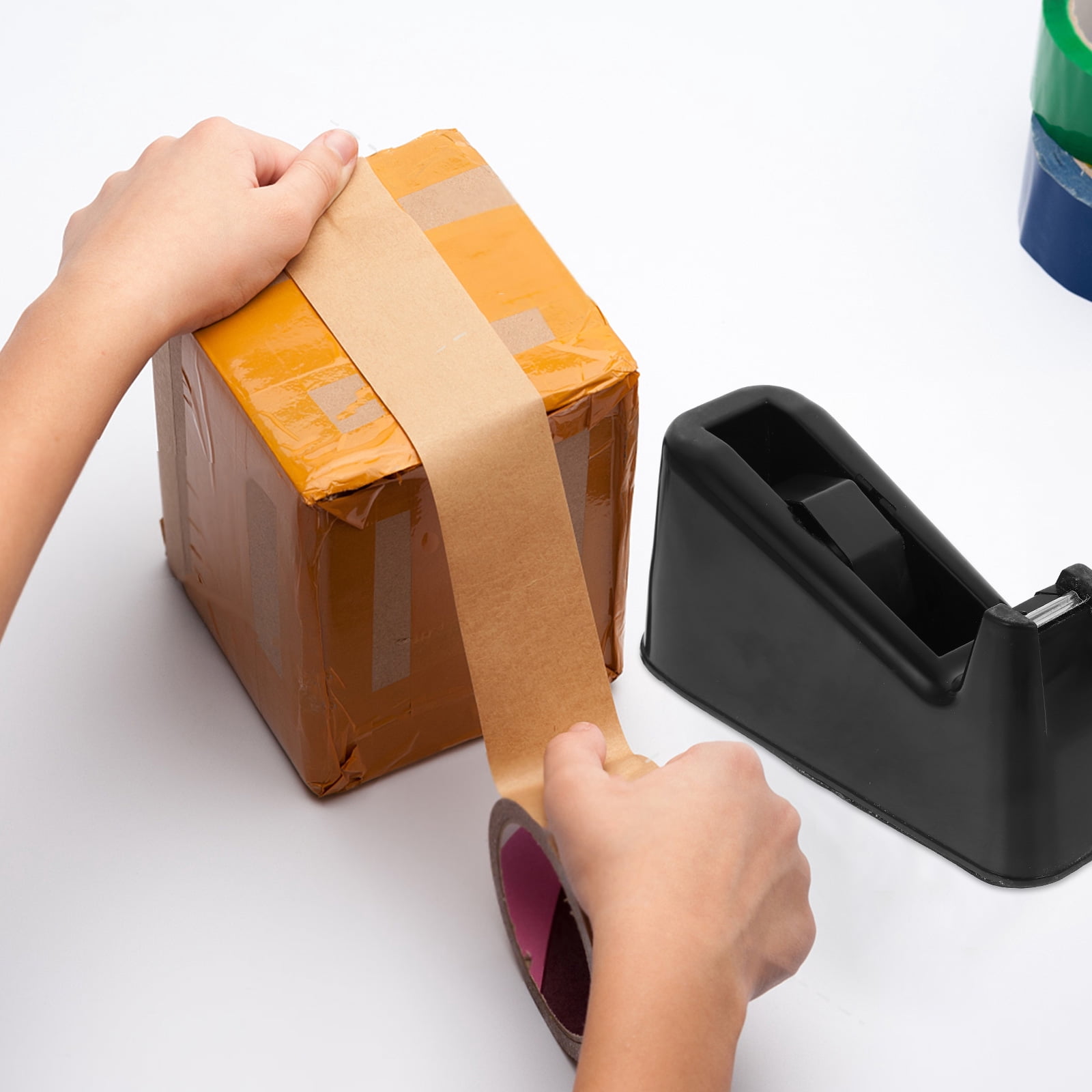 WHAMVOX Portable Household Tape Cutter Dispenser for Office and Packaging Use with Black Design