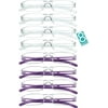8 Pairs Reading Glasses, Blue Light Blocking Glasses, Computer Reading Glasses for Women and Men, Fashion Square Eyewear Frame (4clear+4purple,+3.25 Magnification)