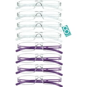 8 Pairs Reading Glasses, Blue Light Blocking Glasses, Computer Reading Glasses for Women and Men, Fashion Square Eyewear Frame (4clear+4purple,+3.25 Magnification)
