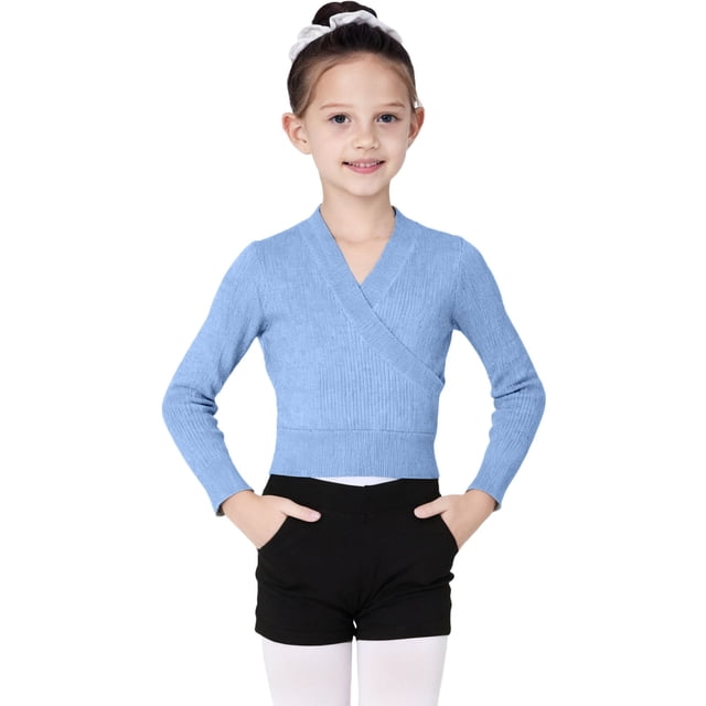 Lovzfmll Girls' Solid Color V-Neck Sweater, Knit Long Sleeve Pullover Top for Spring & Fall for Little Girls 5-6 Years