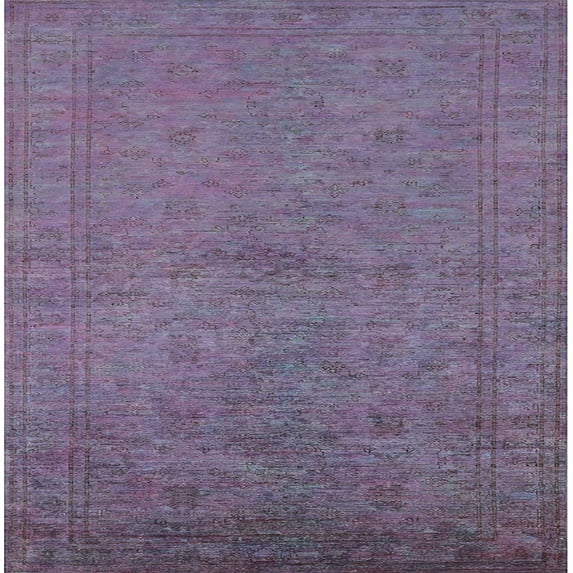 Ahgly Company Machine Washable Indoor Square Industrial Modern Viola Purple Area Rugs, 6' Square