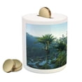 thumbnail image 2 of Balinese Piggy Bank, Terrace Rice Fields Palm Trees Traditional Farmhouse Morning Sunrise Bali Indonesia, Ceramic Coin Bank Money Box for Cash Saving, 3.6" X 3.2", Green, by Ambesonne, 2 of 4