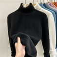 thumbnail image 2 of JGGSPWM Women's Turtleneck Velvet Versatile Sweater Long Sleeve Casual Fall Winter Knit Pullover Sweaters Bottom Top Black S, 2 of 4