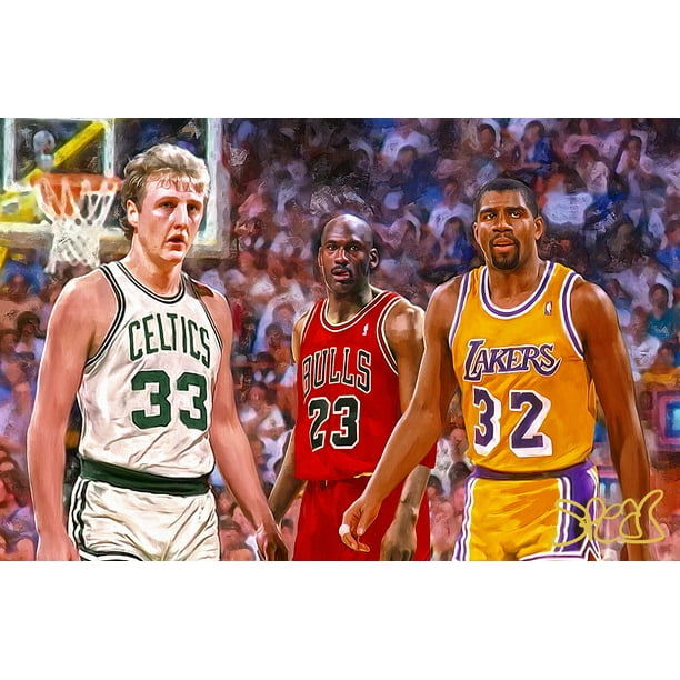 Artist Original Art 80's Basketball Larry Bird Magic Johnson Michael Jordan 11x17 Fine Art Poster Print Walmart.com