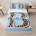 thumbnail image 3 of Homewish Girls Initial B Leopard Print Zipper Twin Comforter Sets with Fitted Sheet and 2 Pillowcases,Teens Kawaii Ribbon Bowknot Zipper Bedding Set,4-Piece, 3 of 6